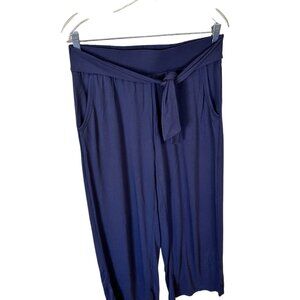 Gaiam Uptown Lounge Tie Gray Pant Size Medium Stretch Jersey Wide Leg Loungewear